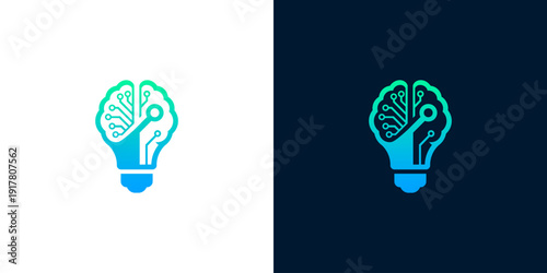 Creative light bulb brain logo symbolizing innovation, intelligence, and bright ideas for technology and business concepts