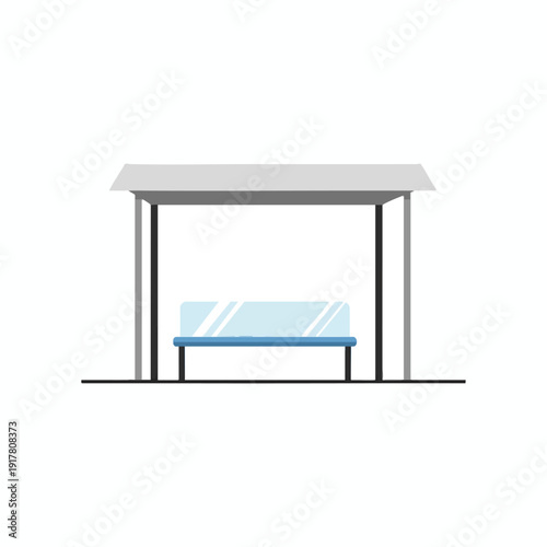 Modern Bus Shelter with Bench and Glass Roof for Urban Public Transit