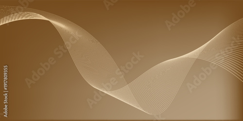 Abstract wave lines in brown gradient on minimalist background. Futuristic and dynamic look, perfect for tech, digital, and modern design projects.