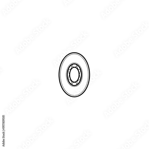 Ball Bearing Icon, Simple Line Drawing, Isolated on White Background
