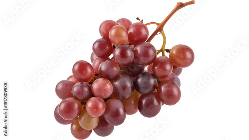 Red Grapes Cluster on White Background