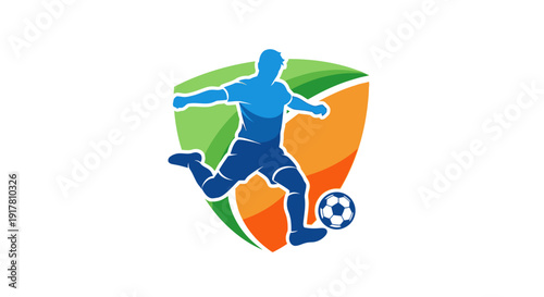 Soccer Player Kicking a Ball.