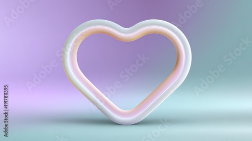 Colorful Heart-Shaped Frame on Soft Gradient Background for Creative Designs and Romantic Themes