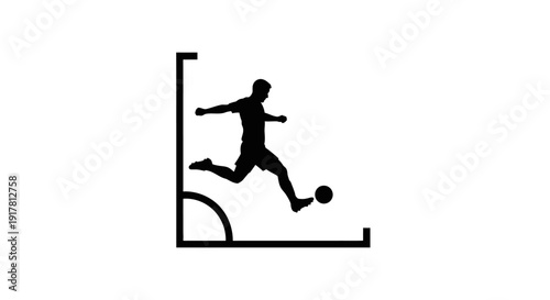 Soccer Player Kicking a Ball Silhouette.