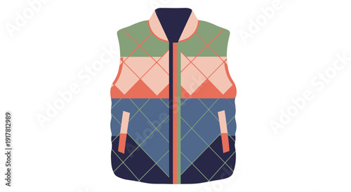 Colorful argyle pattern sleeveless jacket or vest illustration.