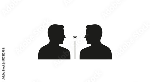 Two men facing each other talking.