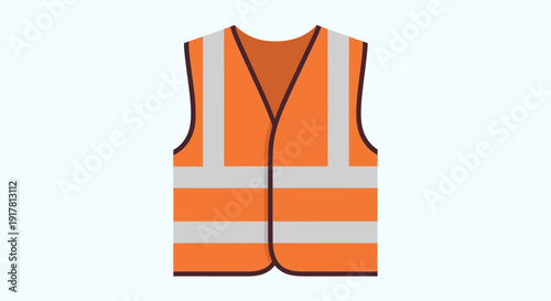Orange safety vest with reflective strips on white background.