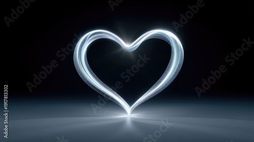 Elegant Light Heart Shape Design on Dark Background with Soft Glow, Perfect for Romantic, Valentine, or Love-Themed Projects and Media
