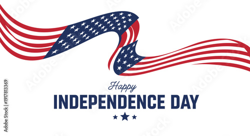 Patriotic Independence Day banner with American flag design and Happy Independence Day text