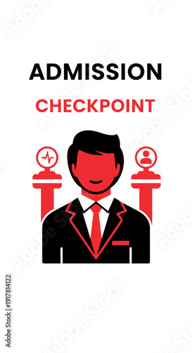 Admission Checkpoint: A Contemporary Vector Graphic Illustrating Entry and Screening Processes