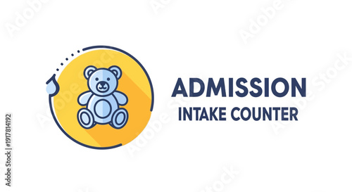 Admission Intake Counter Icon With A Cute Teddy Bear Vector Illustration Design