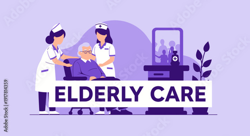 Compassionate Elderly Care Services Depicted With Nurses Providing Assistance and Support