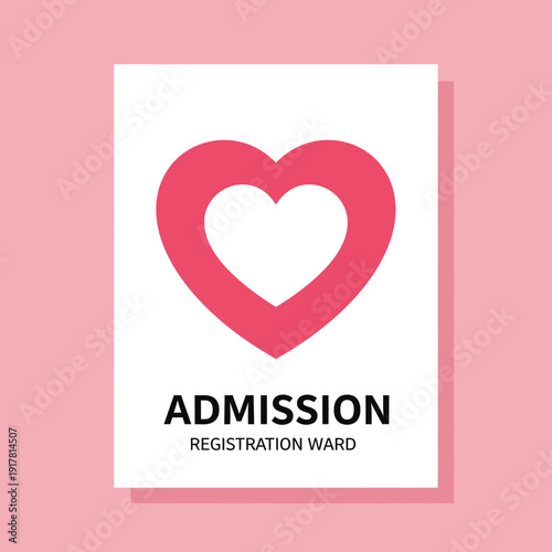 A Romantic Admission Poster Displaying a Heart Symbol on a Soft Pink Background