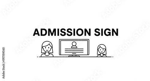 Application Process Illustrated With Two Individuals and a Computer Screen Design