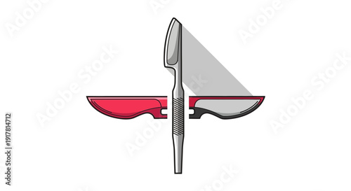Abstract Surgical Tool Illustration with Modern Design and Artistic Shadow Details
