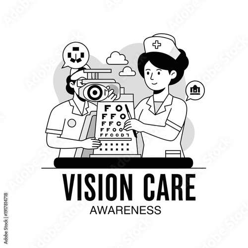 Comprehensive Vision Examination And Ophthalmology Illustration Detailing Eye Healthcare Procedures