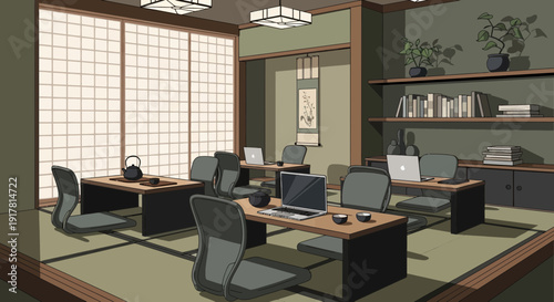 Modern Office Space with Minimalist Decor.