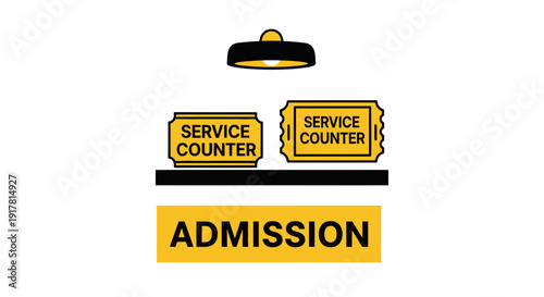 Conceptual Illustration Depicting Ticketing, Entry, And Service Elements In Minimalist Style