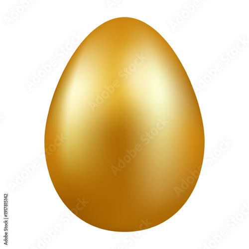 Vector illustration of golden Easter egg on transparent background