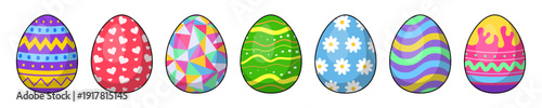 Vector illustration of colorful Easter eggs set on transparent background