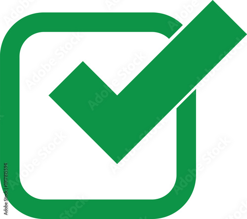 Simple Green Correct Sign Graphic for Task Completion and Checklist, (UI) buttons, educational app notifications, digital checklists, and creative business branding.
