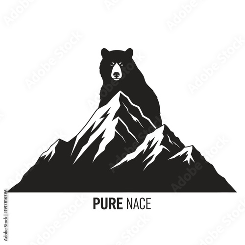 Bear on Mountain Peak, Wilderness Adventure, Nature, Outdoor, Wildlife, PURE NACE Logo