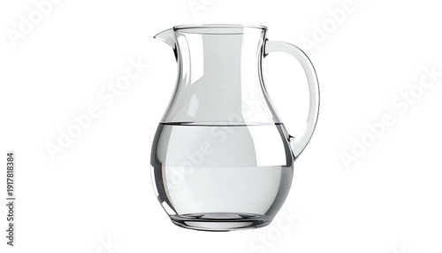 Clear Glass Water Pitcher with Handle.