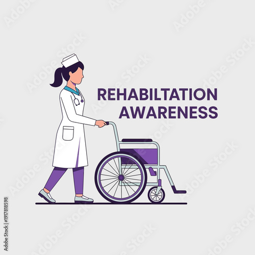 Dedicated Healthcare Professional Guides Wheelchair, Promoting Rehabilitation Awareness Campaign