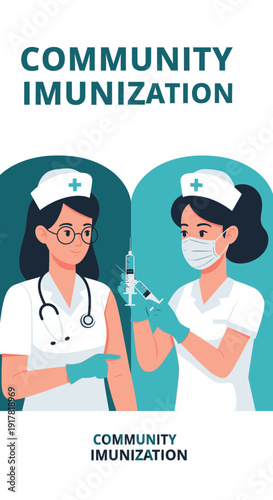 Depicting Community Immunization: Healthcare Professionals Administering Vaccination Shots