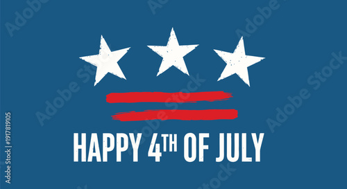 Patriotic 4th of July vector graphic with stars and text, isolated on transparent background