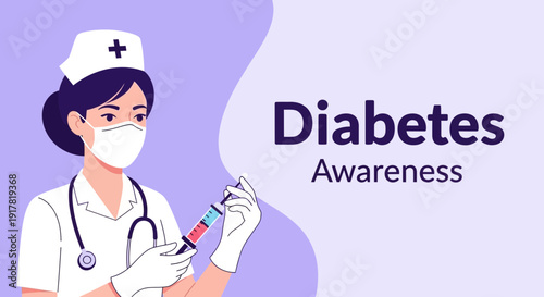 Diabetes Awareness Medical Professional Delivering Treatment Illustration and Medical Concept