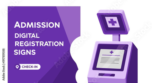 Digital Admission Registration Sign Illustrating Modern Healthcare and Information Technology