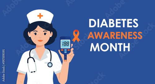 Diabetes Awareness Month: Nurse Showcasing Glucose Meter for Health Education