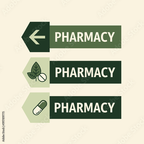 Directional Pharmacy Signage: Guiding Patients with Herbal Elements and Healthcare Imagery
