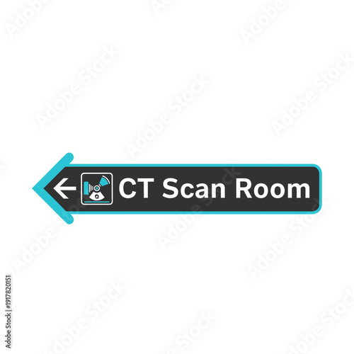 Directional Signage Pointing Towards CT Scan Room In Modern Healthcare Environment