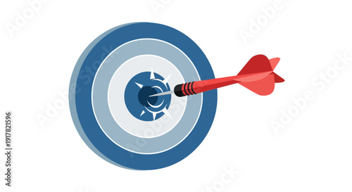 Red Dart Hitting the Bullseye of a Blue Target – Concept for Success, Accuracy, and Goal Achievement