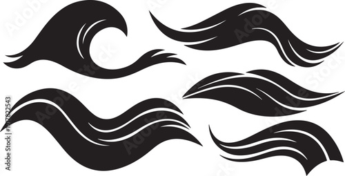 Black wave graphics on a white background illustration design