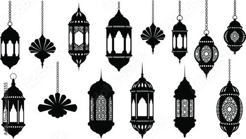 Elegant hanging lanterns in various traditional designs