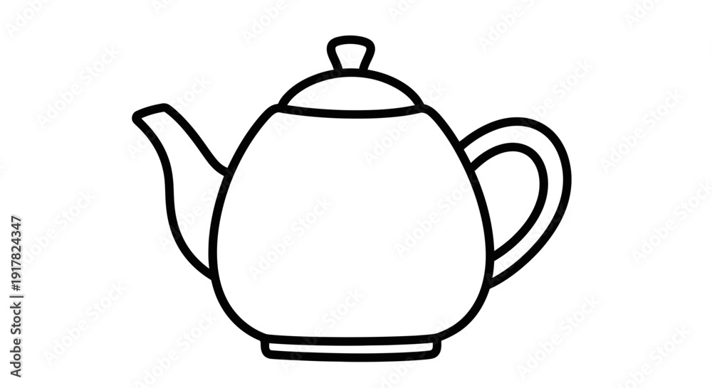 Obraz premium Simple Black Line Drawing of Teapot.