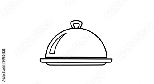 Simple Black Line Drawing of Cloche.