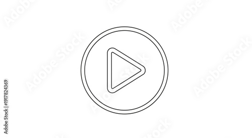 Simple Line Art Play Button Icon.