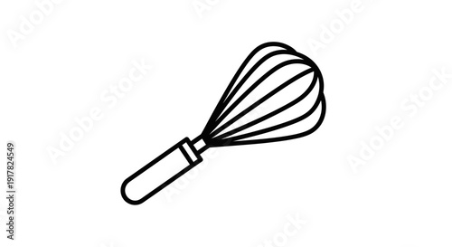 Simple Line Drawing of a Whisk.