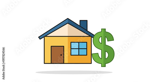 House and Dollar Sign Illustration.