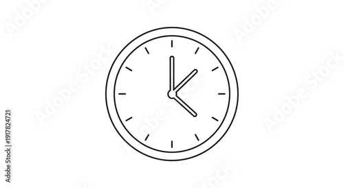 Simple Black Outline of a Clock Face.