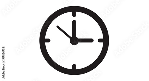 Simple Black Clock Face with Hands.