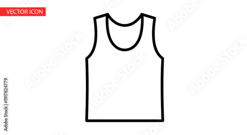 Simple Black Outline of a Tank Top.
