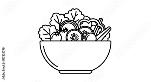 Bowl of Fresh Vegetables and Fruits.