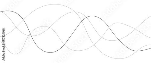 Curved black long lines seamless wave pattern. Thin line wavy abstract vector background. Wavy line horizontal divider wavy pattern. Curve line art striped. Abstract wave elements. Vector illustration