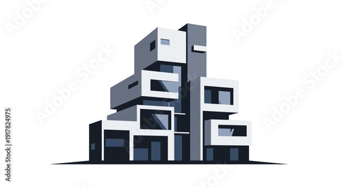 Modern Minimalist House Design Illustration.