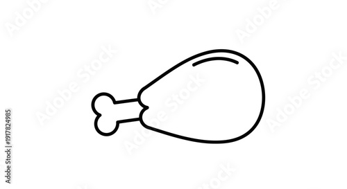 Simple Line Drawing of Chicken Drumstick.